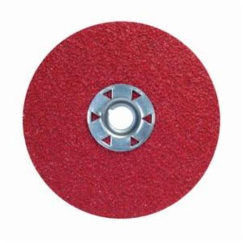 Norton® Red Heat® 77696009741 F981 Close Coated Abrasive Disc, 4-1/2 in Dia, 5/8-11 Center Hole, 80 Grit, Medium Grade, Ceramic Alumina Abrasive, Speed Change Fastener Attachment