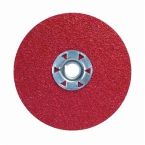 Norton® Red Heat® 77696009747 F981 Close Coated Abrasive Disc, 4-1/2 in Dia, 5/8-11 Center Hole, 120 Grit, Fine Grade, Ceramic Alumina Abrasive, Speed Change Fastener Attachment