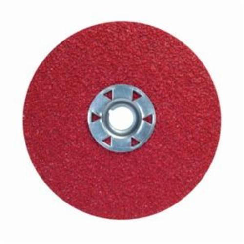 Norton® Red Heat® 77696009752 F981 Close Coated Abrasive Disc, 5 in Dia, 5/8-11 Center Hole, 60 Grit, Medium Grade, Ceramic Alumina Abrasive, Speed Change Fastener Attachment
