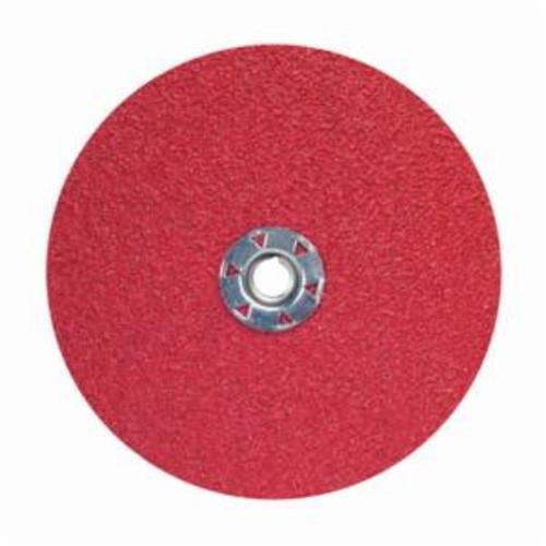 Norton® Red Heat® 77696009767 F981 Close Coated Abrasive Disc, 7 in Dia, 5/8-11 Center Hole, 80 Grit, Medium Grade, Ceramic Alumina Abrasive, Speed Change Fastener Attachment