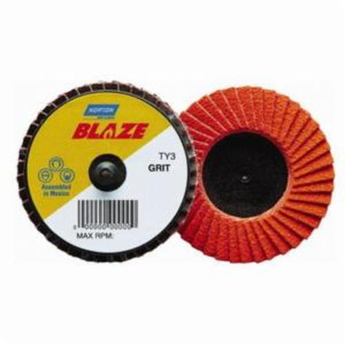 Norton® Blaze® 77696090146 R980P Extra Heavy Duty TR (Type III) Quick-Trim Standard Density Coated Abrasive Flap Disc, 2 in Dia, 40 Grit, Extra Coarse Grade, Ceramic Alumina Abrasive, Type 27 Flat Disc