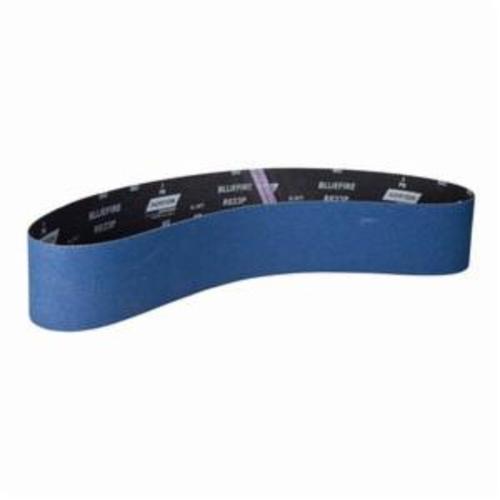 Norton® BlueFire® 78072725116 R823P Narrow Coated Abrasive Belt, 4 in W x 54 in L, 60 Grit, Coarse Grade, Zirconia Alumina Abrasive, Polyester Backing
