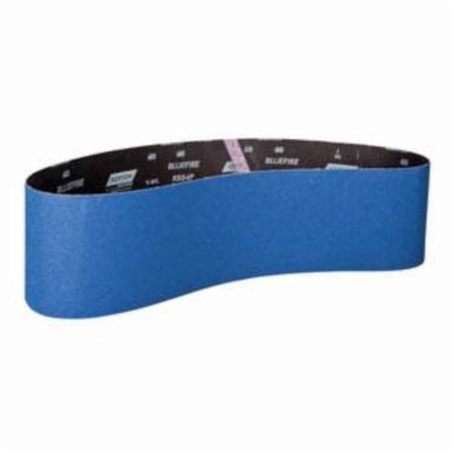 Norton® BlueFire® 78072746982 R884P Narrow Coated Abrasive Belt, 6 in W x 54 in L, 60 Grit, Zirconia Alumina Abrasive, Polyester Backing