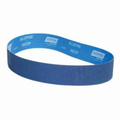 Norton® BlueFire® 78072761959 R823P Narrow Coated Abrasive Belt, 2 in W x 36 in L, 120 Grit, Medium Grade, Zirconia Alumina Abrasive, Polyester Backing