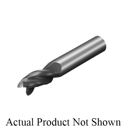 Sandvik Coromant 8037333 CoroMill® Dura Shoulder Face WhisperKut® Style Square End Mill, 1/8 in Dia Cutter, 3/8 in Length of Cut, 3 Flutes, 1/8 in Dia Shank, 2 in OAL