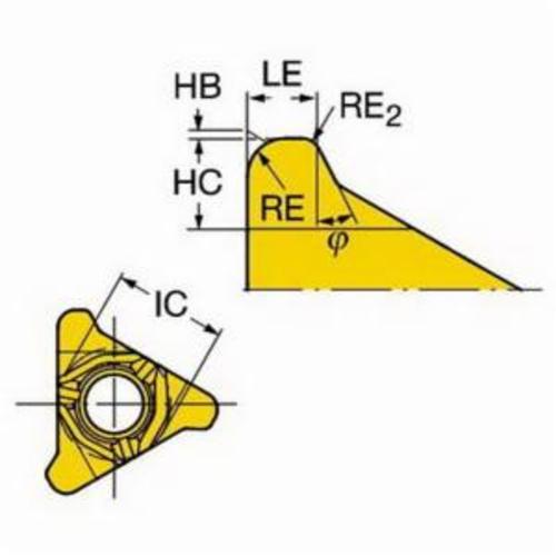 Sandvik Coromant 5965650 CoroThread® 266 Threading Insert, ANSI Code: 266LG-220000-600-BG H13A, 266LG Insert, Triangular Shape, External Thread, 6 mm Pitch, Left Hand Cutting, Manufacturer's Grade: H13A, Material Grade: K, M, N, P, S