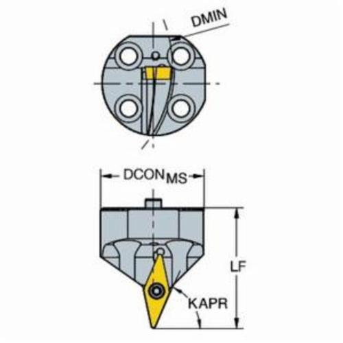 Sandvik Coromant 6764270 CoroTurn® 107 Cutting Unit Head With Through Coolant, 40A System, 45 mm L Head/Projection, Left Hand Cutting, Insert Compatibility: VBMT 160408, VCMT 160408, 48.8 mm OAL