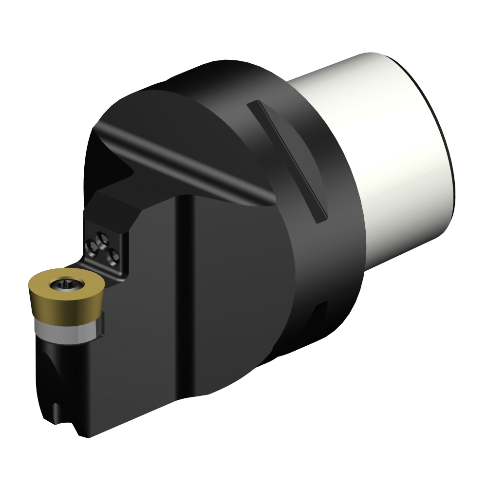 Sandvik Coromant 6537695 CoroTurn® 107 Cutting Unit Head With Through Coolant, C6 System, 65 mm L Head/Projection, Neutral Cutting, Insert Compatibility: RCMT 1606M0, 103 mm OAL, External