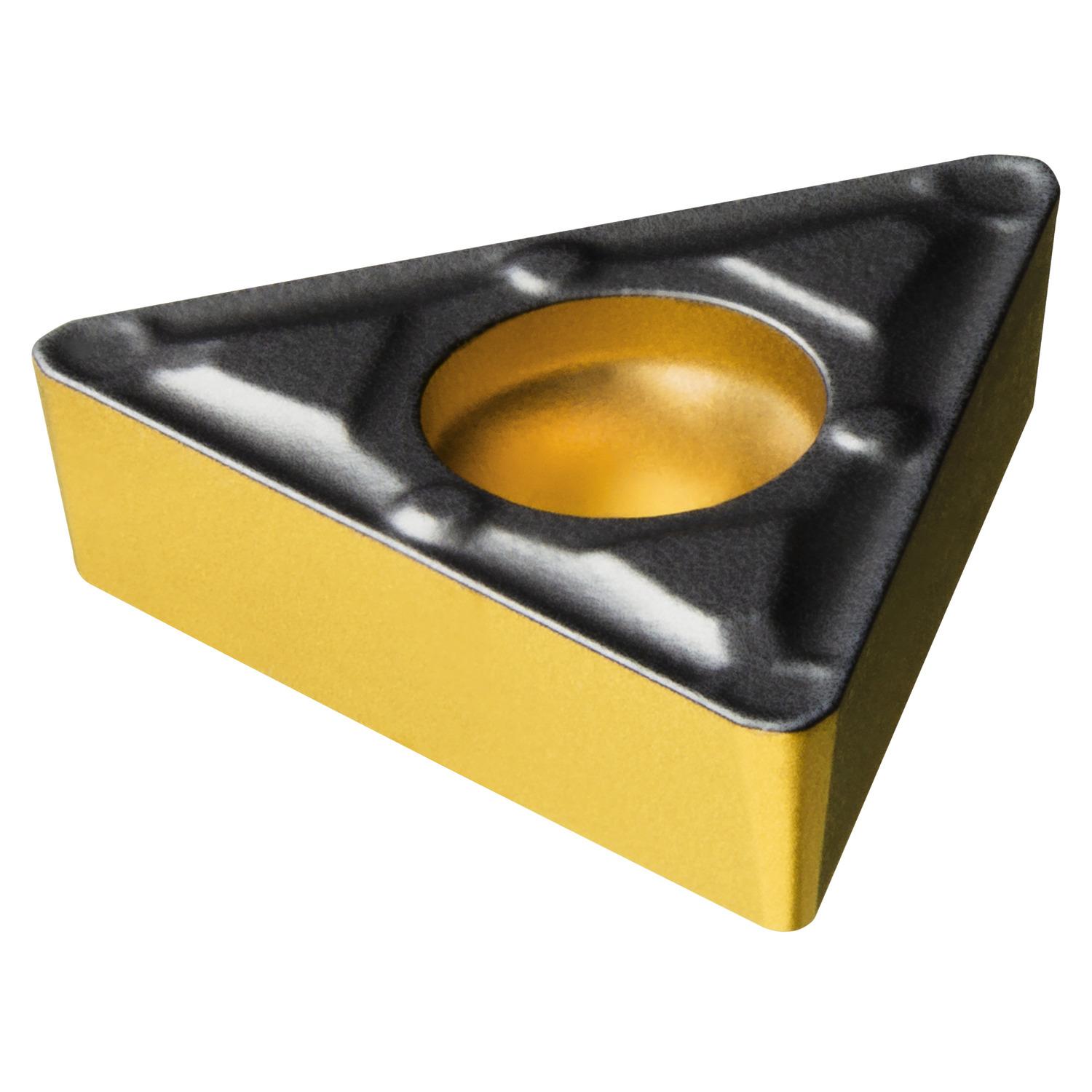 Sandvik Coromant 6868358 CoroTurn® 107 Basic Shape Turning Insert, ANSI Code: TCMX 1.8(1.5)1-WF 3210, TCMX Insert, Material Grade: K, 1.8(1.5)1 Insert, Triangular Shape, 09 Seat, Positive Rake, Neutral Cutting, For Use On Cast Iron, Carbide