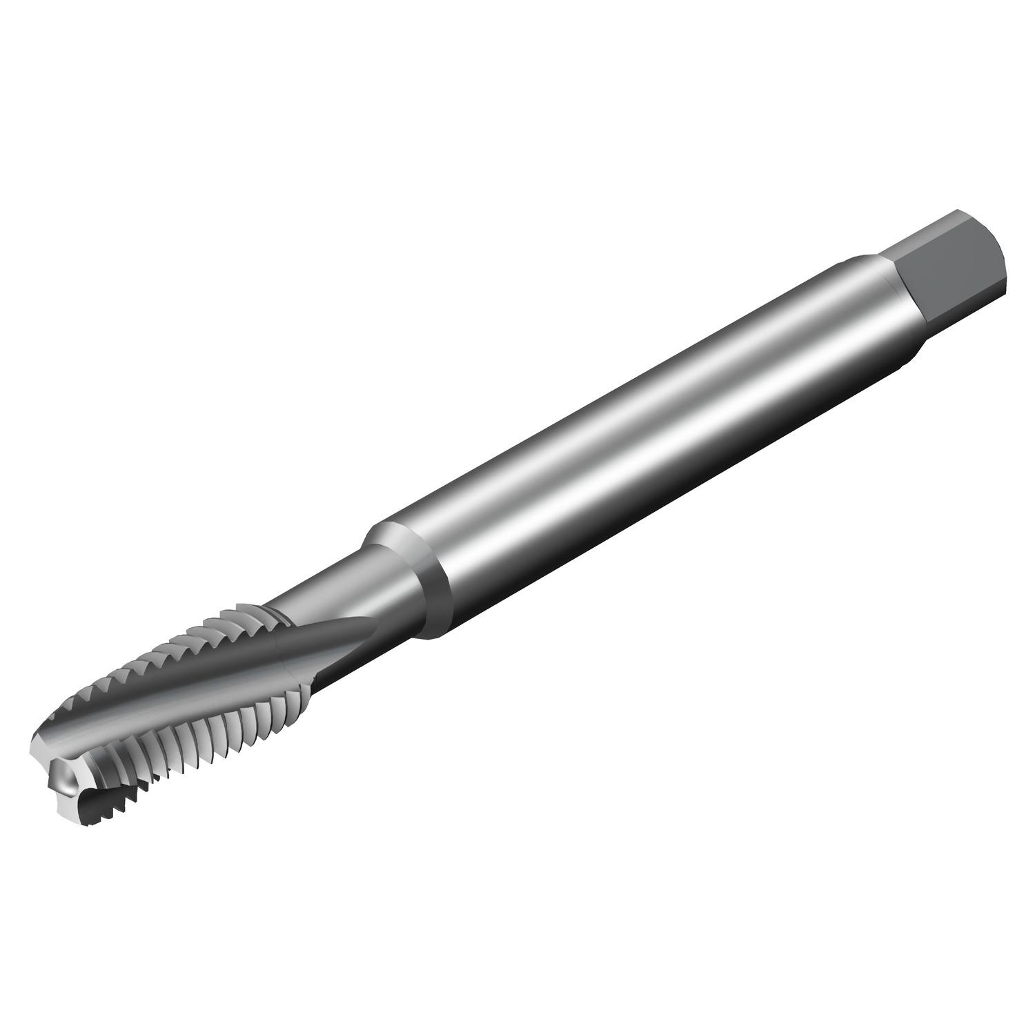 Sandvik Coromant 7382496 CoroTap™ 300 Spiral Flute Cutting Tap With Internal Coolant Channel, M12 Thread, Semi-Bottoming Chamfer, 4 Flutes, PVD AlCrN Coated, HSS-E-PM