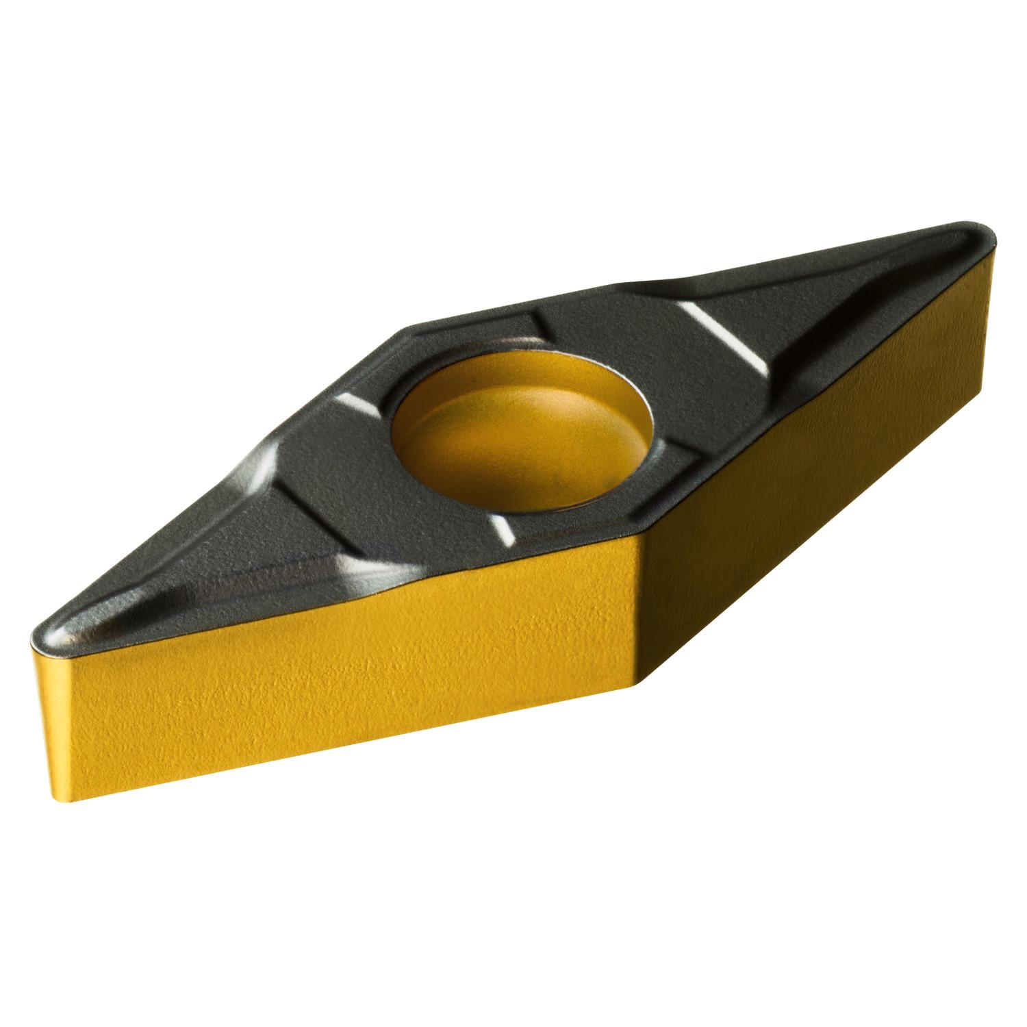 Sandvik Coromant 7860429 CoroTurn® 107 2-Cutting Edge Turning Insert, ANSI Code: VBMT 331-PF 4415, VBMT Insert, Material Grade: P, K, 1604 Insert, Diamond Shape, Positive Rake, Neutral Cutting, For Use On Steel and Cast Iron, Carbide