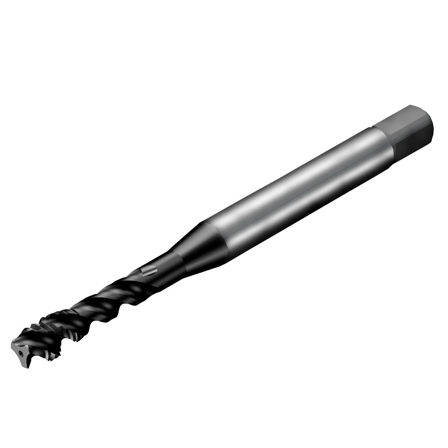 Sandvik Coromant 8055699 2035 CoroTap™ 300 Cylindrical Standard Spiral Flute Tap With Axial Concentric Entry and Exit Coolant, 1/4-20 Thread, C Chamfer, 3 Flutes, PVD+TiAlN Coated, HSS-E-PM