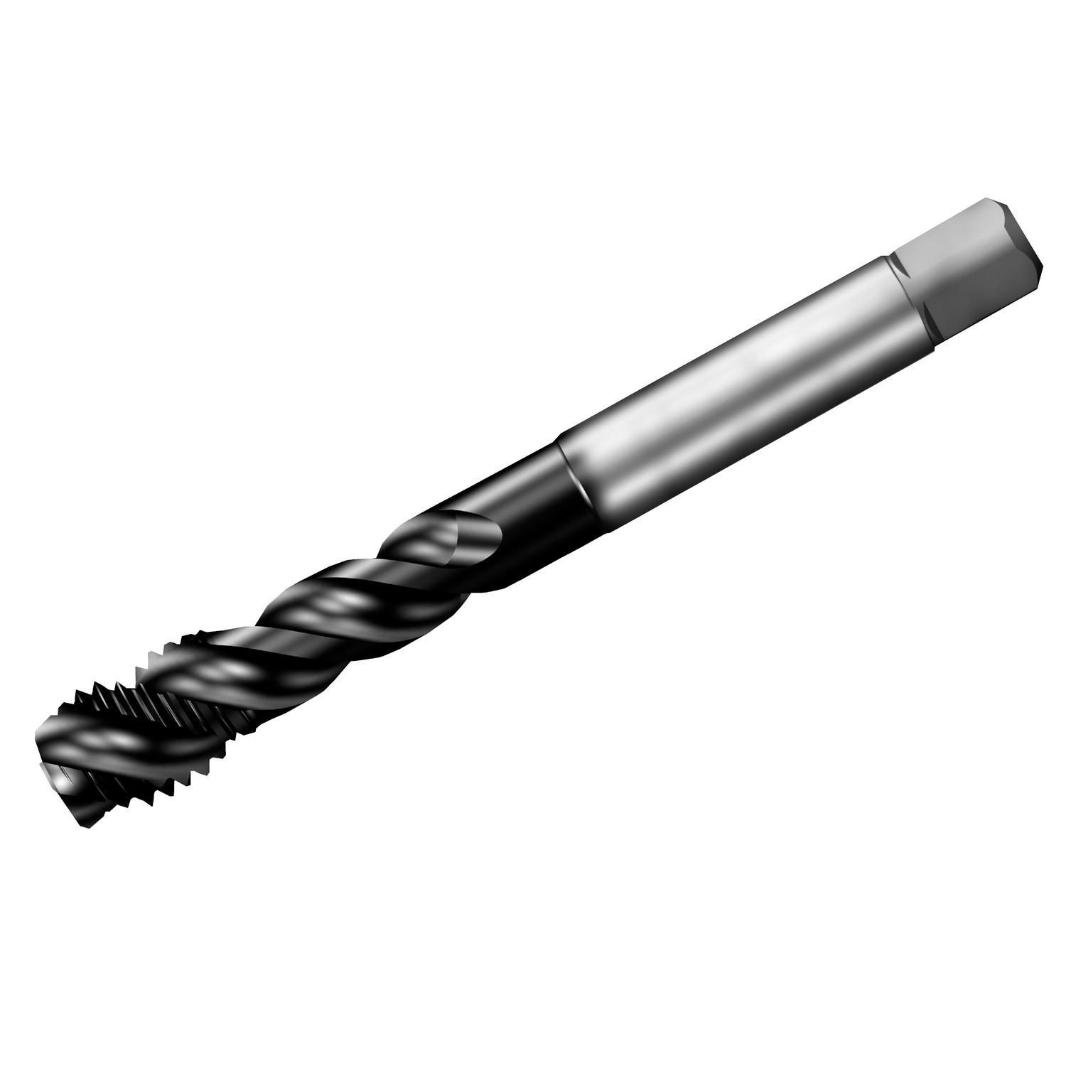 Sandvik Coromant 8055752 2035 CoroTap™ 300 Cylindrical Standard Spiral Flute Tap With Axial Concentric Entry and Exit Coolant, 1/2-13 Thread, C Chamfer, 3 Flutes, PVD+TiAlN Coated, HSS-E-PM