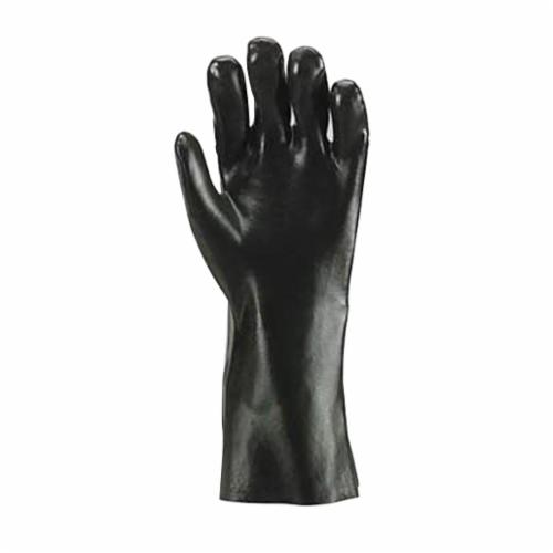 Black Knight® 7703R-10 Sanitized Chemical-Resistant Gloves, L/SZ 10, PVC, Black, Cotton Jersey Lining, 10 in L, Resists: Abrasion, Cut and Puncture, Knit Wrist Cuff, 30 mil THK