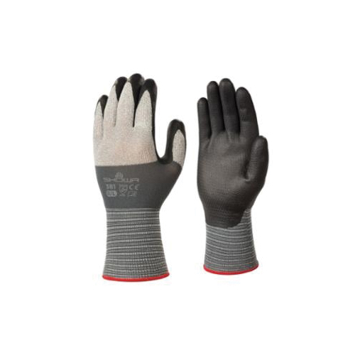 SHOWA® 381S-06 General Purpose Gloves, Coated/Multi-Purpose, S/SZ 6, Foam Nitrile Palm, 15 ga Engineered Microfiber/Spandex®, Black/Gray, Elastic/Knit Wrist Cuff, Foam Nitrile Coating, Resists: Abrasion, Blade Cut, Oil, Puncture and Tear