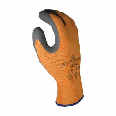 SHOWA® 454S-07 Insulating General Purpose Gloves, Cold Weather/Coated, S/SZ 7, Natural Rubber Latex Palm, 10 ga Acrylic/Polyester, Gray/Orange, Knit Wrist Cuff, Natural Rubber Latex Coating, Resists: Abrasion, Acrylic/Polyester Lining, Straight Thumb