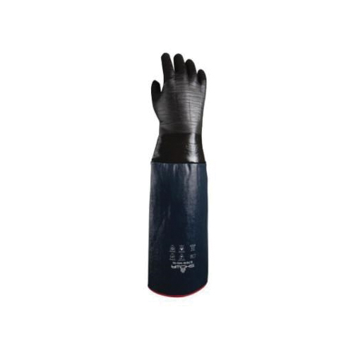 SHOWA® 6781R-145-10 Coated Chemical-Resistant Gloves, L/SZ 10, Neoprene, Black, Cotton Jersey Lining, 26 in L, Resists: Abrasion, Cut, Chemicals, Puncture and Tear, Gauntlet Cuff