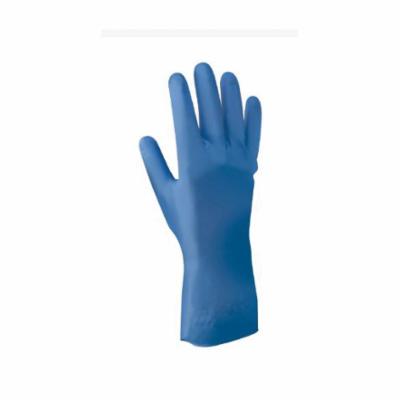 SHOWA® 707D-10 Chemical-Resistant Gloves, XL/SZ 10, Ambidextrous Hand, Nitrile, Blue, Unlined Lining, 12 in L, Resists: Abrasion and Puncture, Unsupported Support, Rolled Cuff, 9 mil THK