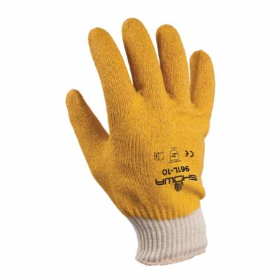 SHOWA® 961S-08 General Purpose Gloves, Coated, S/SZ 8, PVC Palm, Cotton, Yellow, Knit Wrist Cuff, PVC Coating, Resists: Abrasion, Puncture and Snag, Cotton Lining, Textured