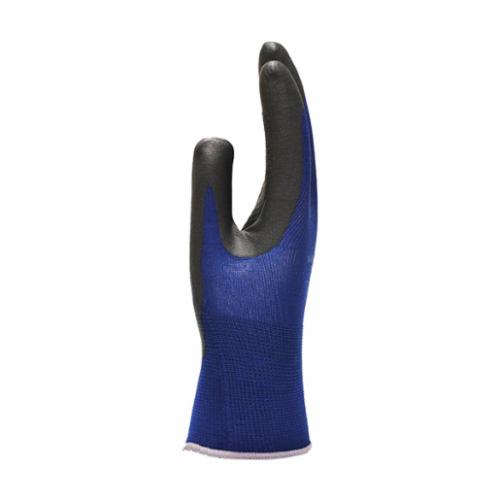 Showa Best® 380XL-09 380 General Purpose Gloves, Coated/Multi-Purpose, Open Back/Straight Thumb Style, XL/SZ 9, Foam Nitrile Palm, Nylon/Polyester, Black/Blue, Elastic Cuff, Foam Nitrile Coating, Resists: Abrasion, Cut, Puncture and Tear