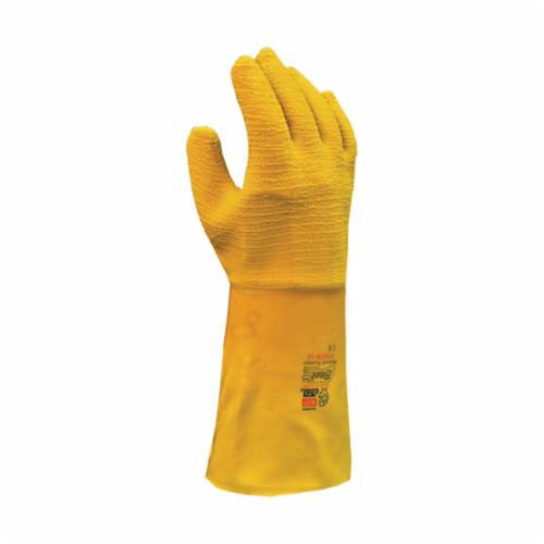 Showa Best® 67NFW-10 The Original Nitty Gritty® Heavy Duty General Purpose Gloves, Coated, L/SZ 10, Natural Rubber Latex Palm, Cotton, Yellow, Gauntlet Cuff, Natural Rubber Latex Coating, Resists: Abrasion, Cut, Puncture and Snag, Cotton Lining
