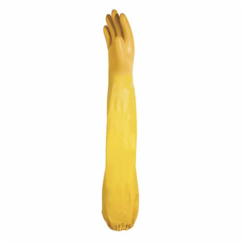 Showa Best® 772L-09 Coated Chemical-Resistant Gloves, L/SZ 9, Nitrile, Yellow, Cotton Interlock Knit Wrist Lining, 26 in L, Resists: Abrasion, Cut and Puncture, Supported Support, Elastic Cuff, 12 mil THK