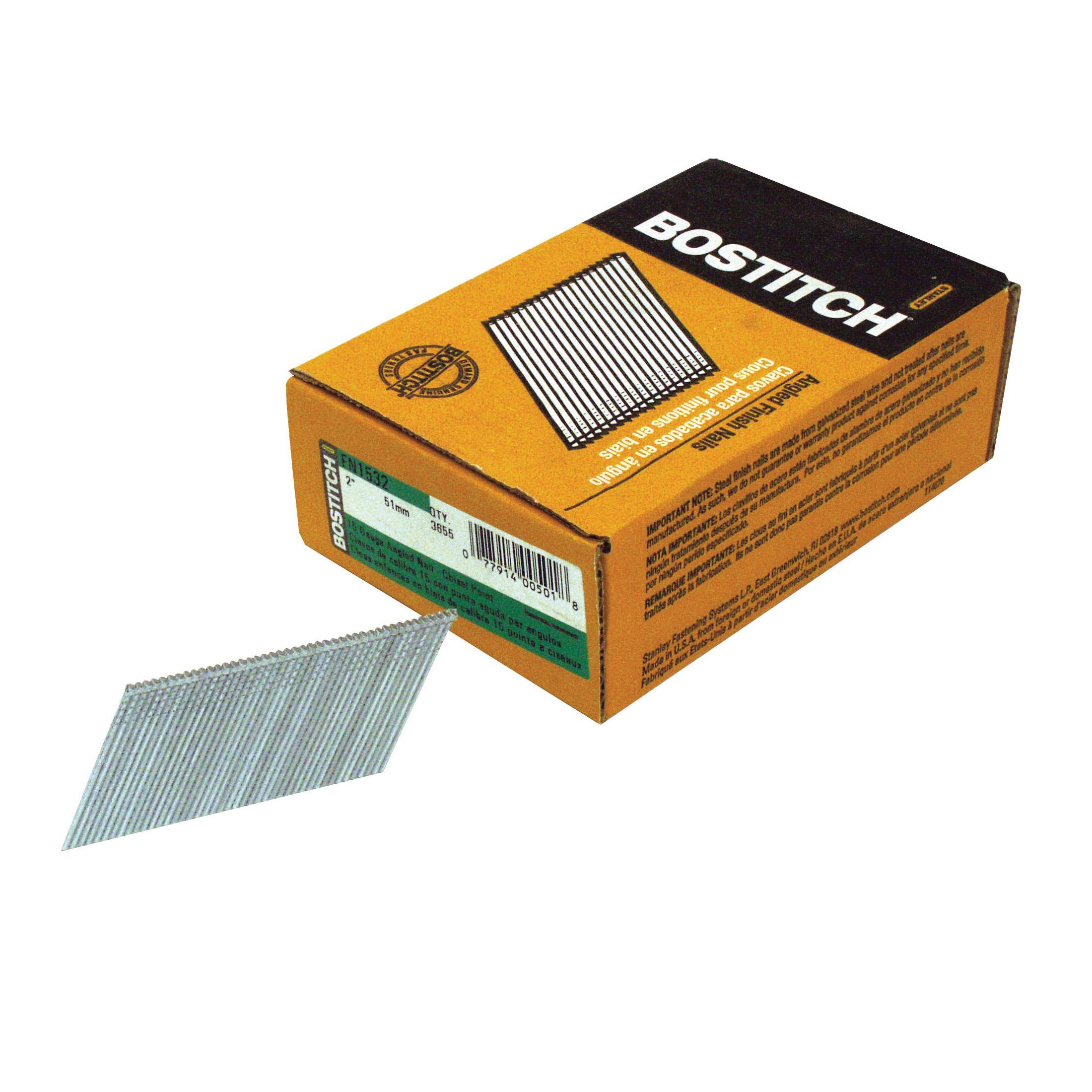 Bostitch® FN1532 FN Style Angled Finish Nail, 2 in L, 0.072 in Dia, 15 ga, Coated, Steel