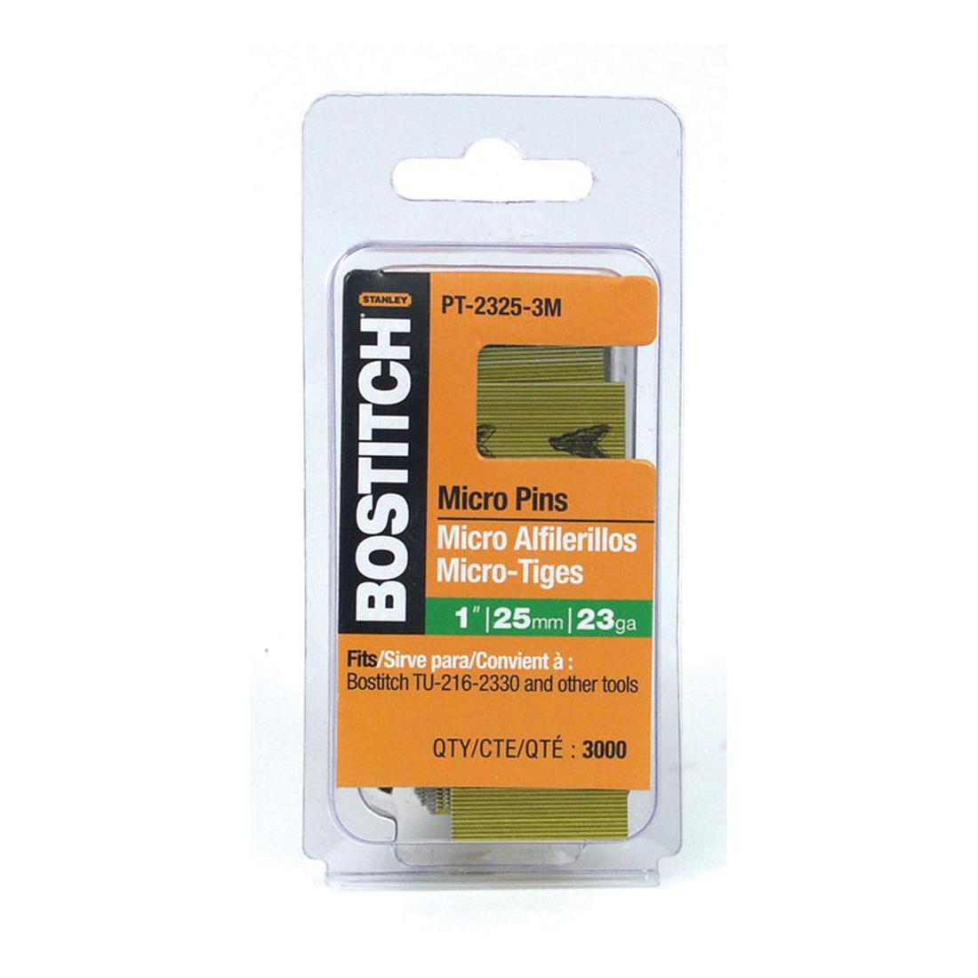 Bostitch® PT-2325-3M PT Series Pin Nail, 1 in L, 0.0281 in Dia, 23 ga, Coated, Steel