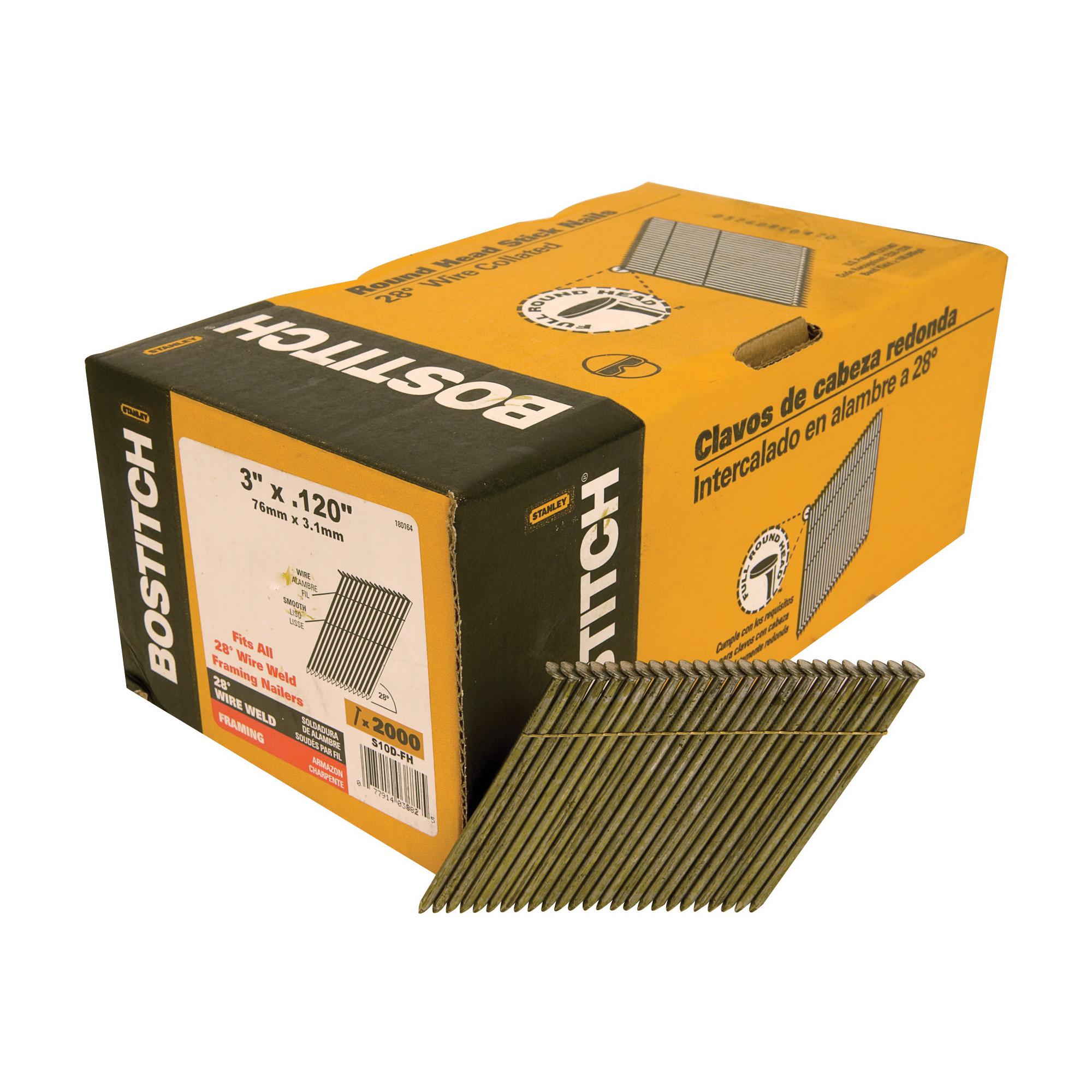 Bostitch® S10D-FH S Series 28 deg Wire Collated Framing Nail, 3 in L, 0.12 in Dia, Coated, Steel