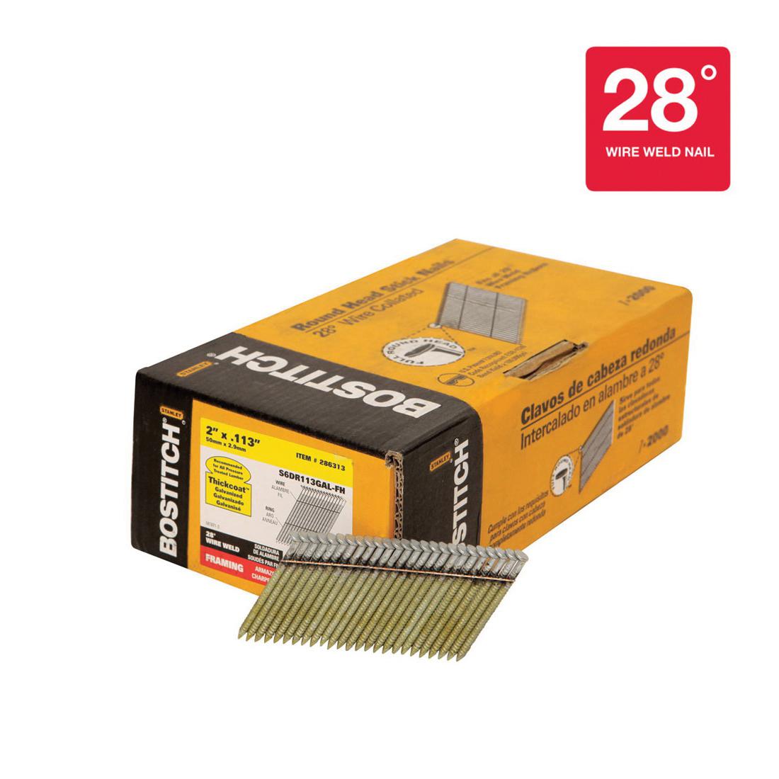 Bostitch® S38-100B S Series 21 deg Collated Framing Nail, 4 in L, 0.15 in Dia, Coated, Steel