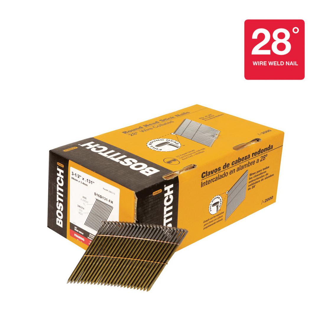 Bostitch® S38-130B S Series 21 deg Collated Framing Nail, 5-1/8 in L, 0.15 in Dia, Coated, Steel