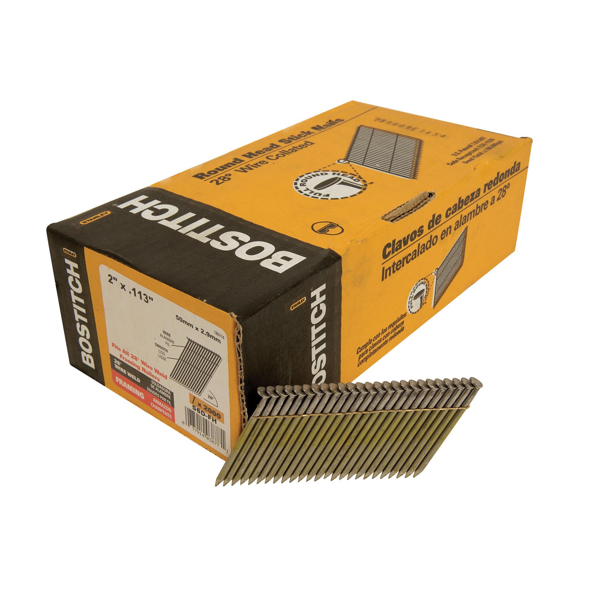 Bostitch® S6D-FH S Series 28 deg Wire Collated Framing Nail, 2 in L, 0.113 in Dia, Coated, Steel