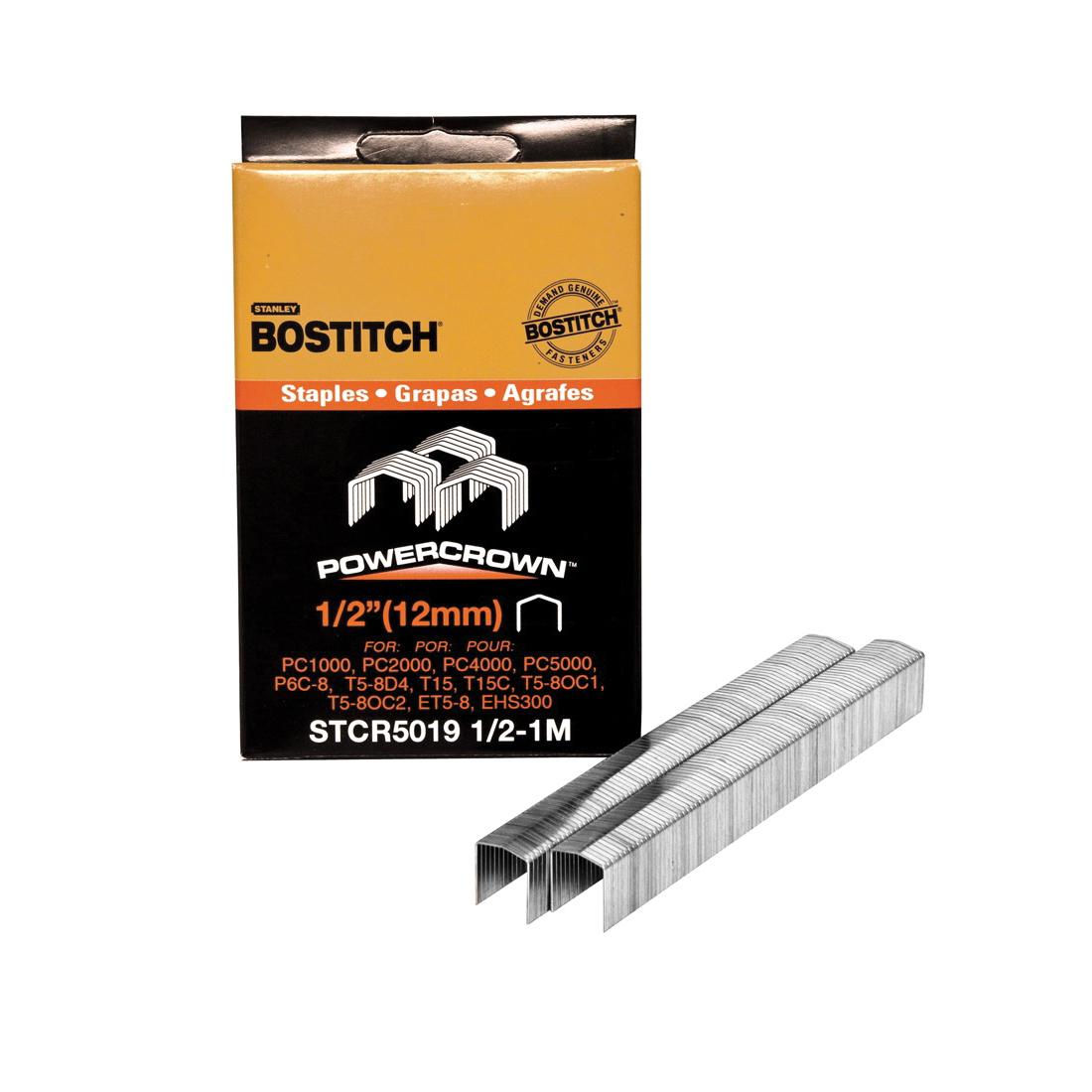 Bostitch® STCR50191/2-1M STCR 2619 Heavy Duty Staples, 1/2 in L Leg, Chisel Point, High Carbon Steel, 7/16 in W Crown