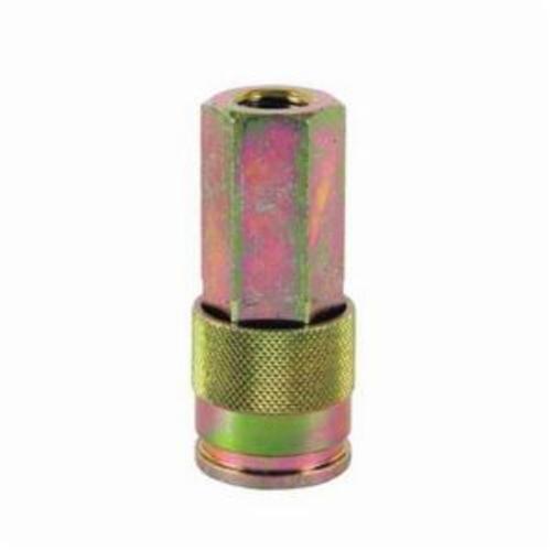Bostitch® UC38-14F Push-to-Connect Universal Coupler, For Use With 3/8 in Industrial Interchange or Automotive Interchange Plugs, 3/8 in, 1/4 in FNPT, 125 deg F, 70 scfm Air Flow, 250 psi Operating, 1000 psi Burst, Steel Plated
