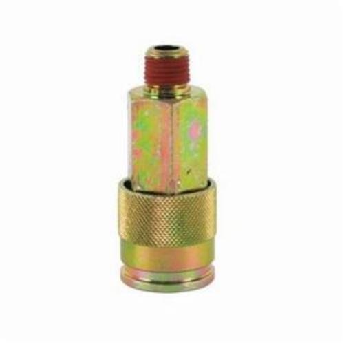 Bostitch® UC38-14M Push-to-Connect Universal Coupler, For Use With 3/8 in Industrial Interchange or Automotive Interchange Plugs, 3/8 in, 1/4 in MNPT, 125 deg F, 70 scfm Air Flow, 250 psi Operating, 1000 psi Burst, Steel Plated