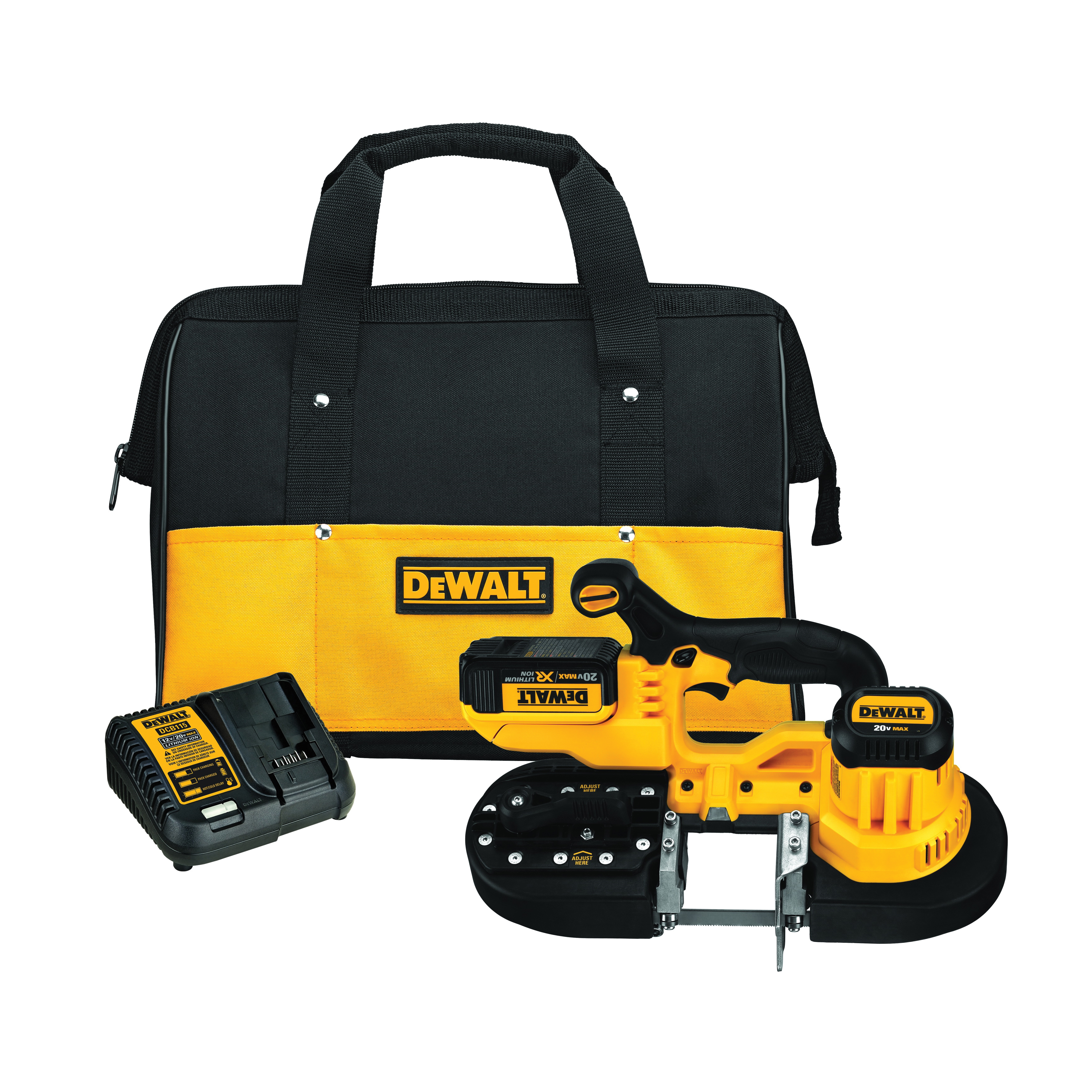 DeWALT® DCS371M1 Max XR™ Cordless Band Saw Kit, 2-1/2 in Cutting, 32-7/8 in L Blade, 20 VDC, 4 Ah Li-Ion Battery