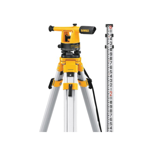 DeWALT® DW090PK Continuous Drive Manual Builder Level Package, 200 ft, Magnification 20X, +/-1/4 in Accuracy, 360 deg Horizontal