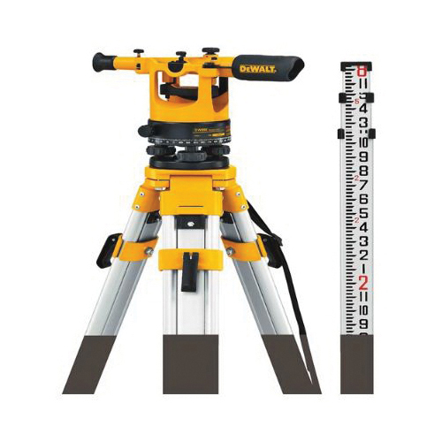DeWALT® DW092PK Continuous Drive Manual Transit Level Package, 200 ft, Magnification 20X, +/-1/4 in Accuracy, 360 deg Horizontal