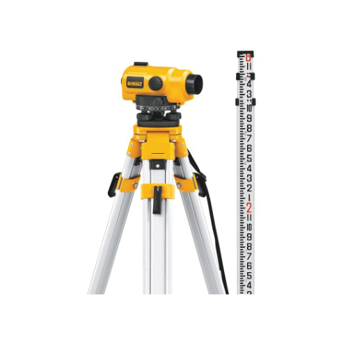 DeWALT® DW096PK Continuous Drive Auto Level Package, 300 ft, Magnification 26X, +/-1/32 in Accuracy, 360 deg Horizontal