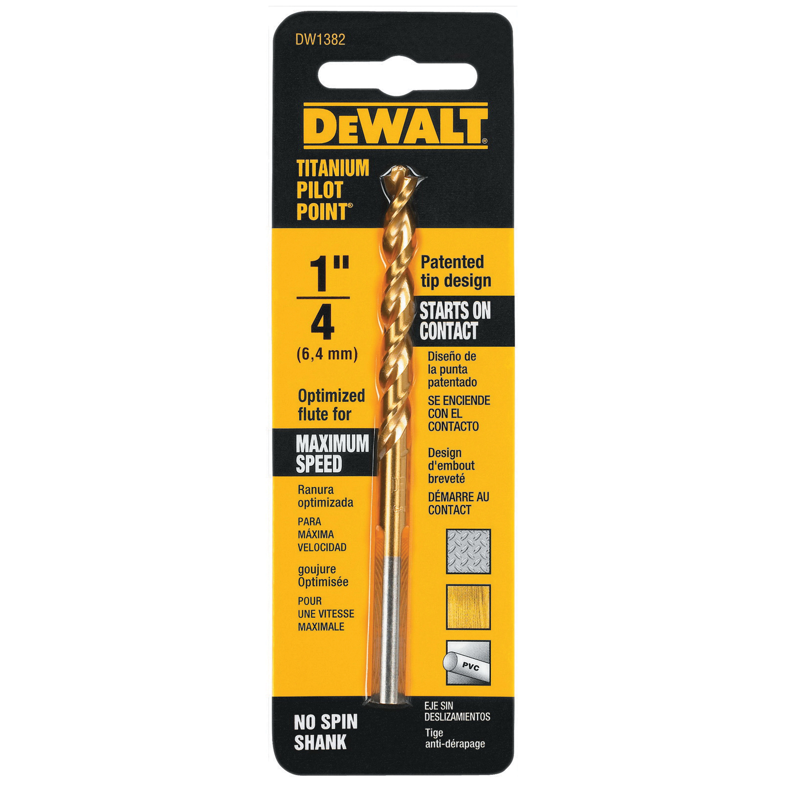 DeWALT® DW1382 Pilot Point Drill Bit, 2-3/4 in L Flute