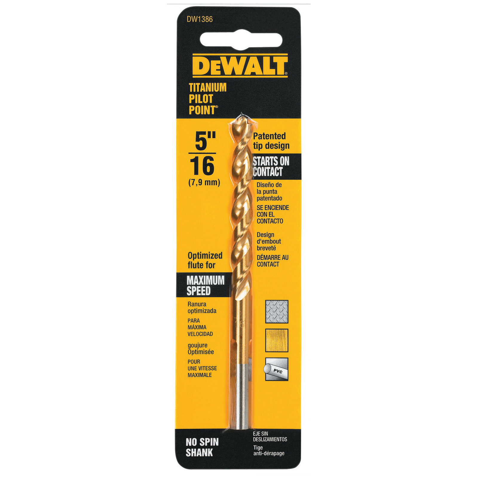DeWALT® DW1386 Pilot Point Drill Bit, 2-3/4 in L Flute