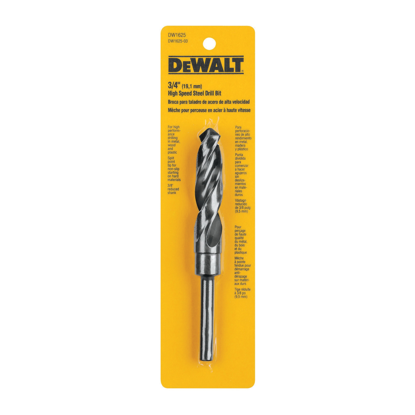 DeWALT® DW1625 Silver and Deming Drill, 3/4 in Drill - Fraction, 0.75 in Drill - Decimal Inch, 3/8 in Shank, HSS