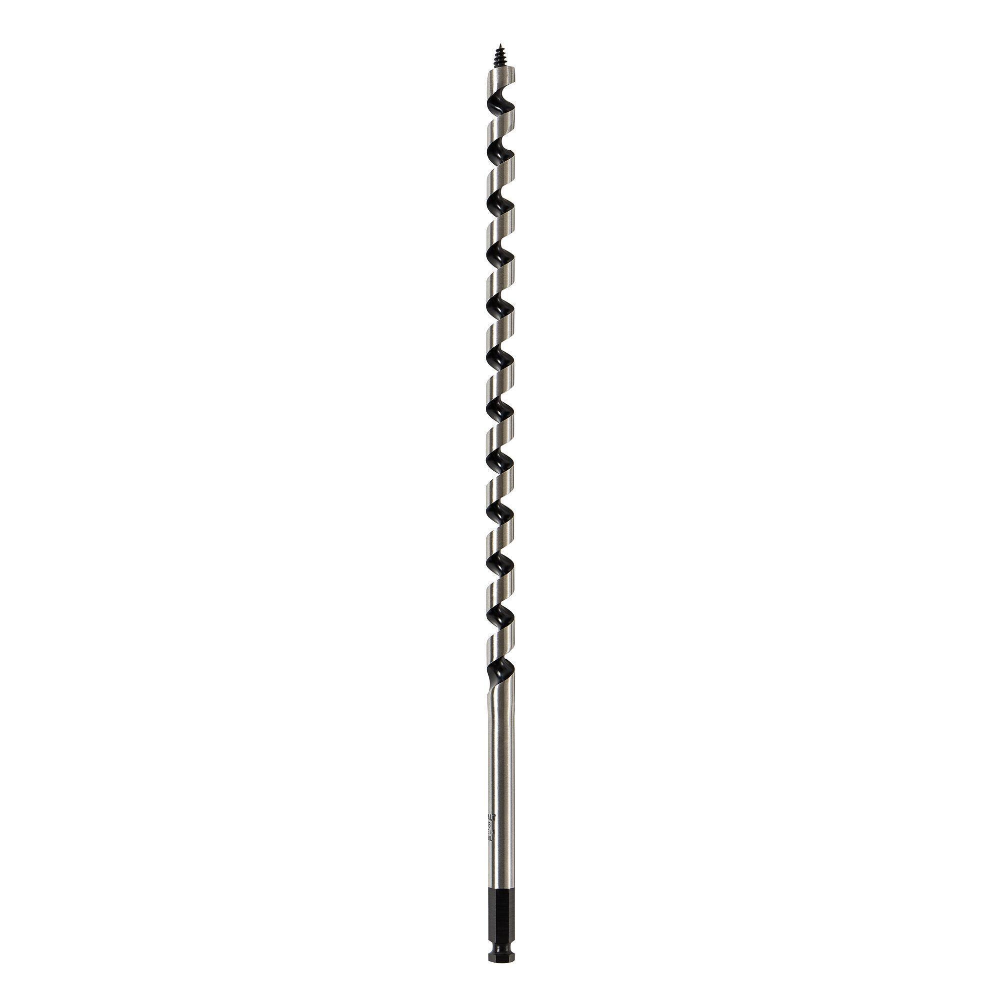 DeWALT® DW1680 Long Power Ship Auger Bit, 9/16 in Dia, 17 in OAL, 12 in L Hollow Center Flute, 7/16 in Shank