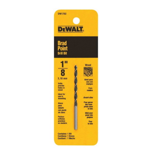 Black+Decker® DeWALT® Guaranteed Tough® DW1704 Brad Point Drill Bit, 3/16 in Dia, 2-3/4 in OAL, 2-1/4 in L, 3/16 in Shank