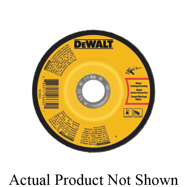 DeWALT® High Performance™ Guaranteed Tough® DW4542 Flat Depressed Center Grinding Wheel, 4-1/2 in Dia x 1/4 in THK, 24 Grit, Aluminum Oxide Abrasive