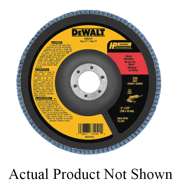 DeWALT® High Performance™ DW8304 Contaminant-Free Flap Disc, 4 in Dia Disc, 5/8 in Center Hole, 120 Grit, Fine Grade, Zirconia Alumina Abrasive, Type 27 Disc