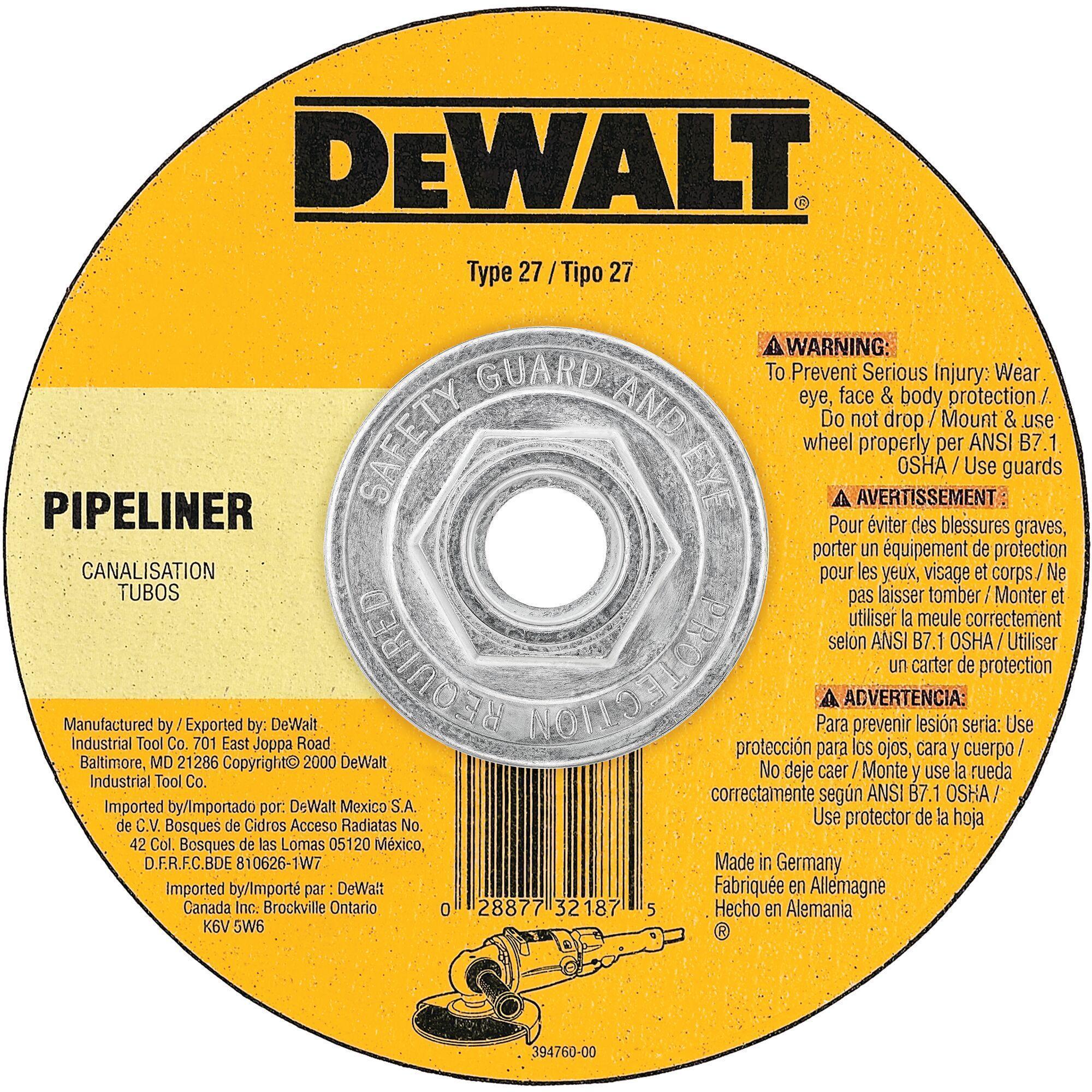 DeWALT® High Performance™ Guaranteed Tough® DW8436 Flat Depressed Center Grinding Wheel, 5 in Dia x 1/8 in THK, 24 Grit, Aluminum Oxide Abrasive