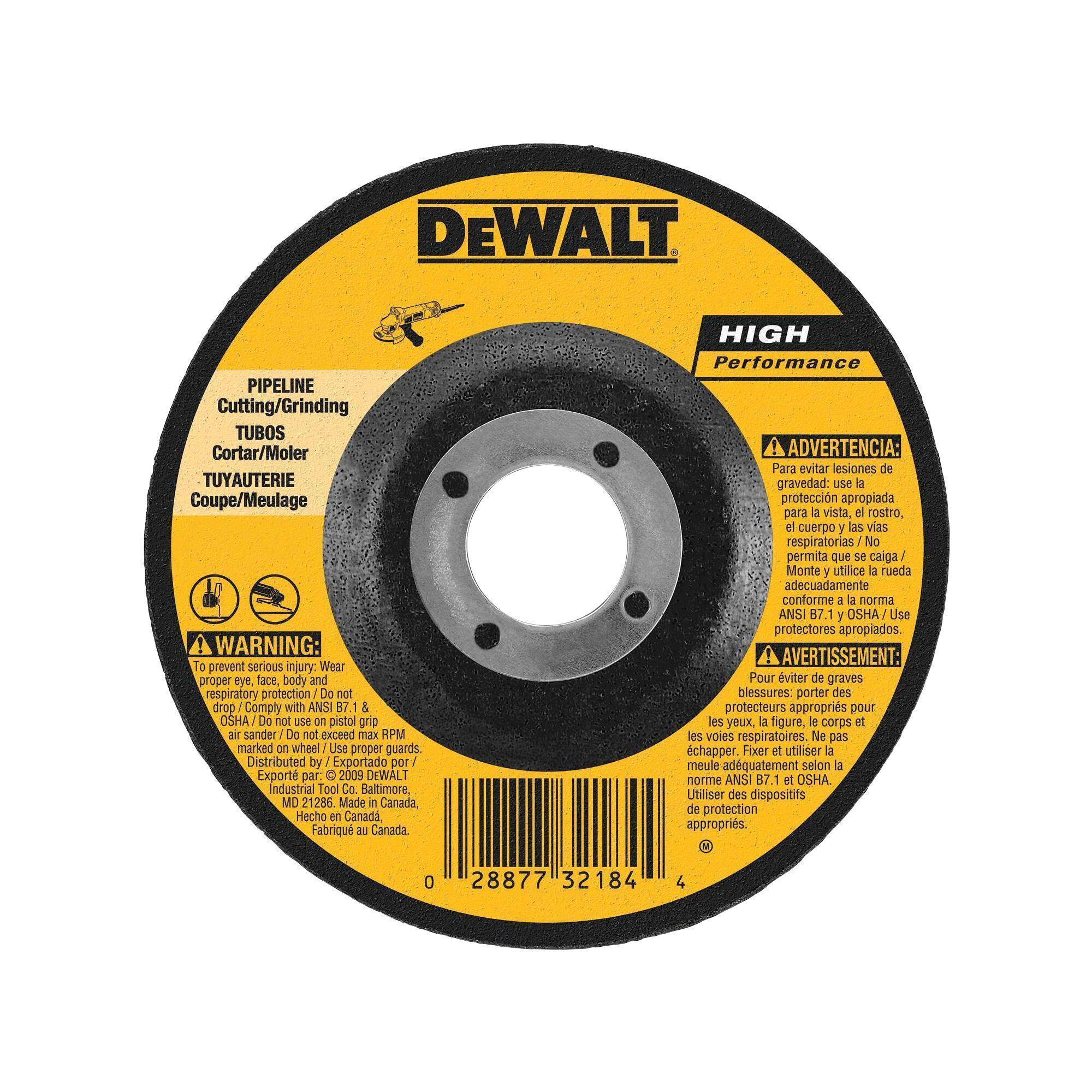 DeWALT® High Performance™ Guaranteed Tough® DW8485 Flat Depressed Center Grinding Wheel, 6 in Dia x 1/8 in THK, 7/8 in Center Hole, 24 Grit, Aluminum Oxide Abrasive