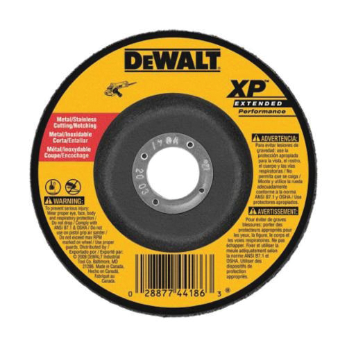 DeWALT® XP® DW8857 Flat Depressed Center Cutting Wheel, 4-1/2 in Dia x 0.045 in THK, 7/8 in Center Hole, 60 Grit, Zirconia Alumina Abrasive