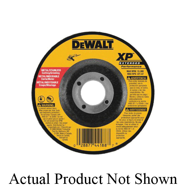 DeWALT® XP® DW8813 Flat Depressed Center Grinding Wheel, 5 in Dia x 1/8 in THK, 24 Grit, Zirconia Alumina Abrasive